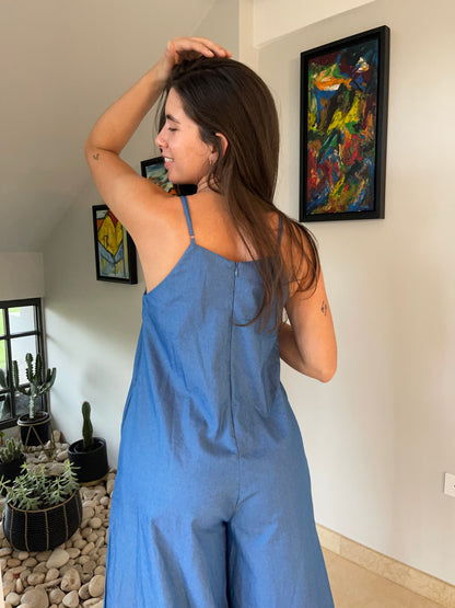 Loose Fit Denim Jumpsuit